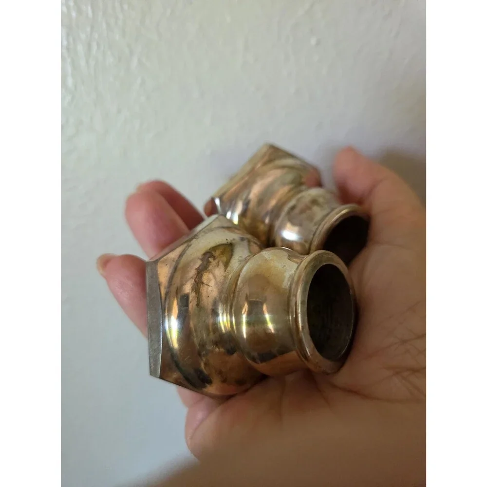Vintage Silver Tone Candle Holders Pair – Heavy Mini Candlesticks 1.5